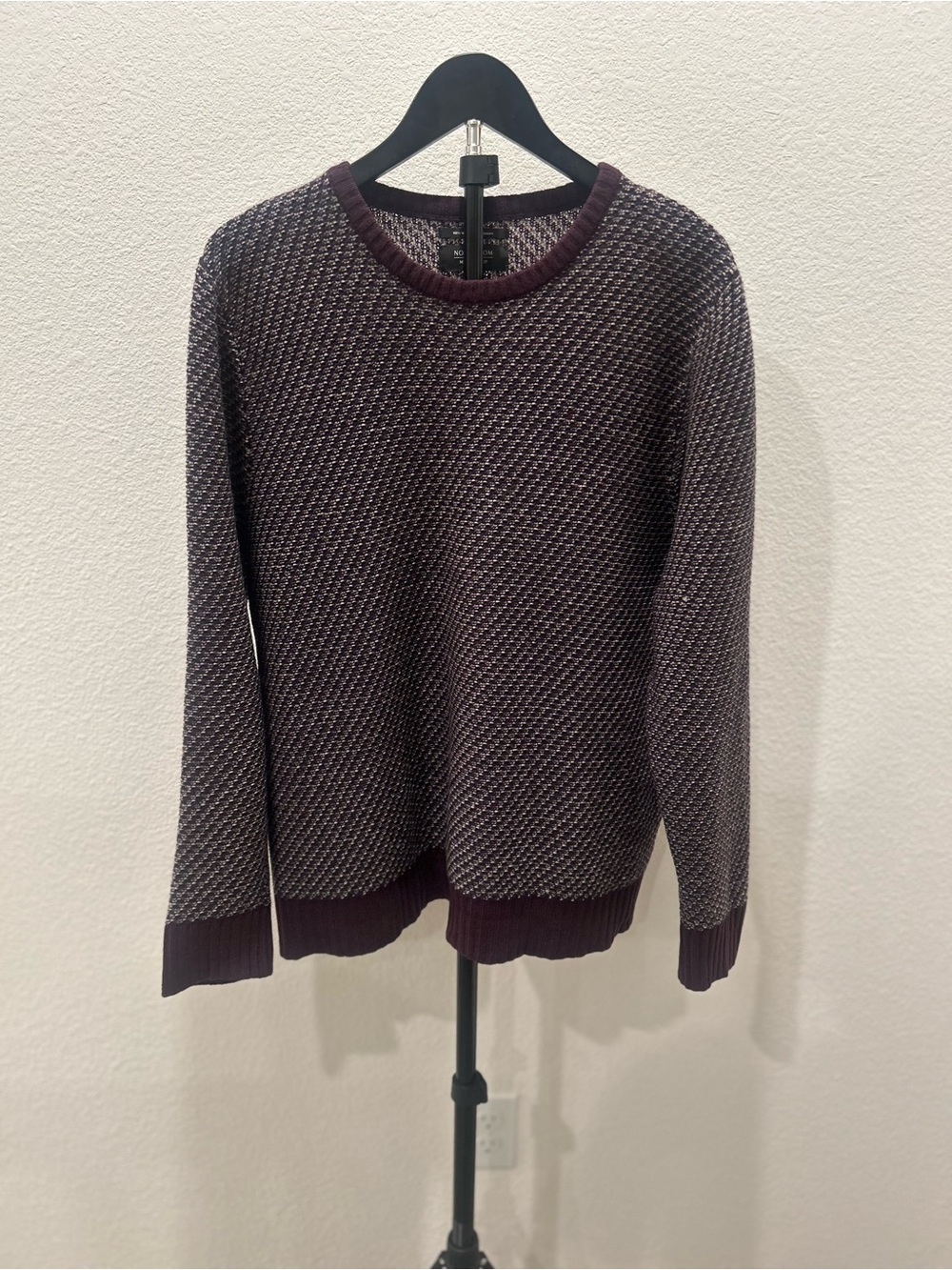Nordstrom Men’s Shop Sweater Burgundy Navy Birdseye Wool Cashmere Crewneck